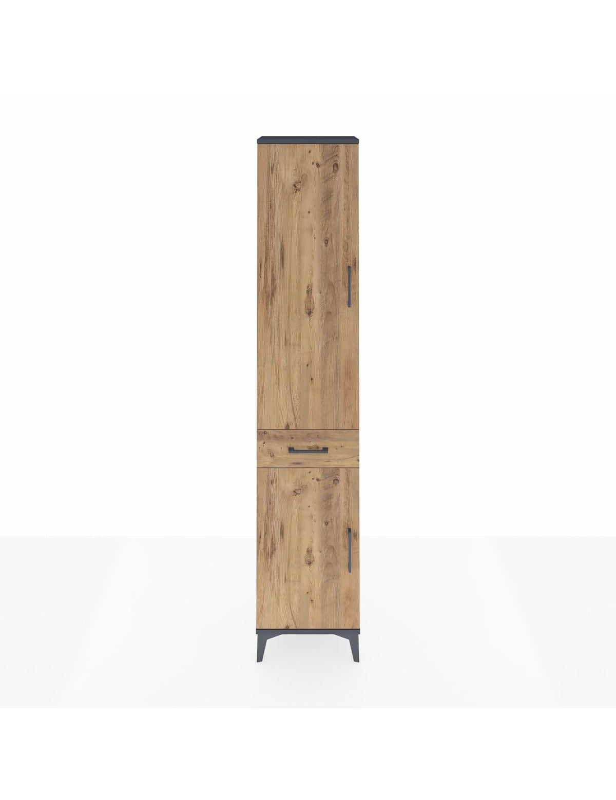 Arges Dolap 3 Raflı Tek Çekmeceli Tek Askılı 44x30x221 Antrasit-Çam