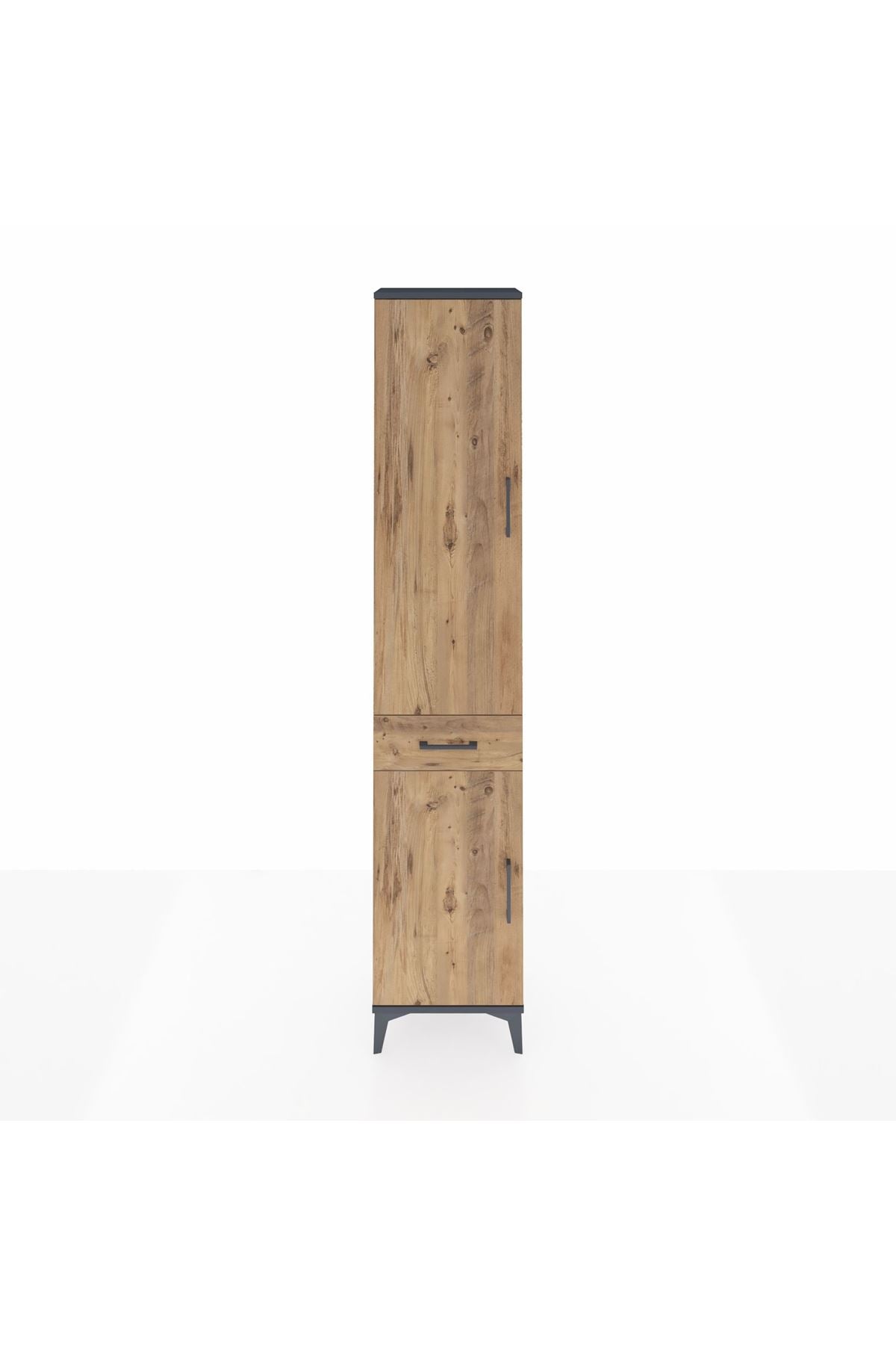 Arges Dolap 3 Raflı Tek Çekmeceli Tek Askılı 44x30x221 Antrasit-Çam