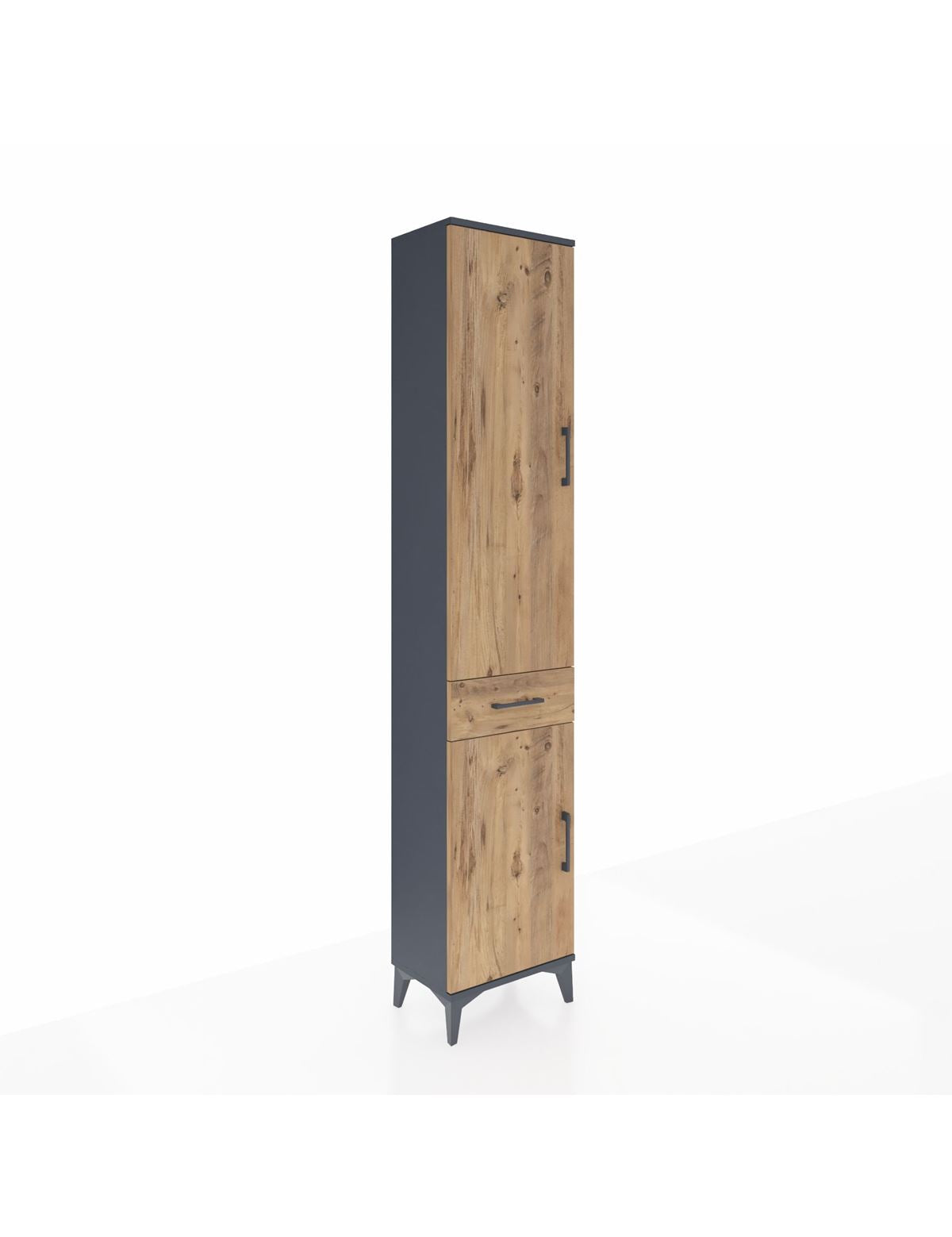 Arges Dolap 3 Raflı Tek Çekmeceli Tek Askılı 44x30x221 Antrasit-Çam