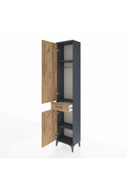 Arges Dolap 3 Raflı Tek Çekmeceli Tek Askılı 44x30x221 Antrasit-Çam