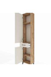 Arges Dolap 3 Raflı Tek Çekmeceli Tek Askılı 44x30x221 Çam-Aytaşı