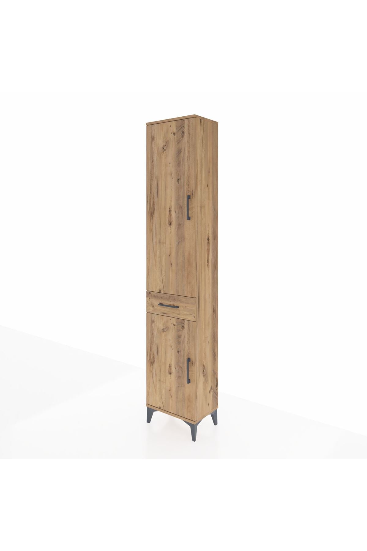 Arges Dolap 3 Raflı Tek Çekmeceli Tek Askılı 44x30x221 Çam-Çam