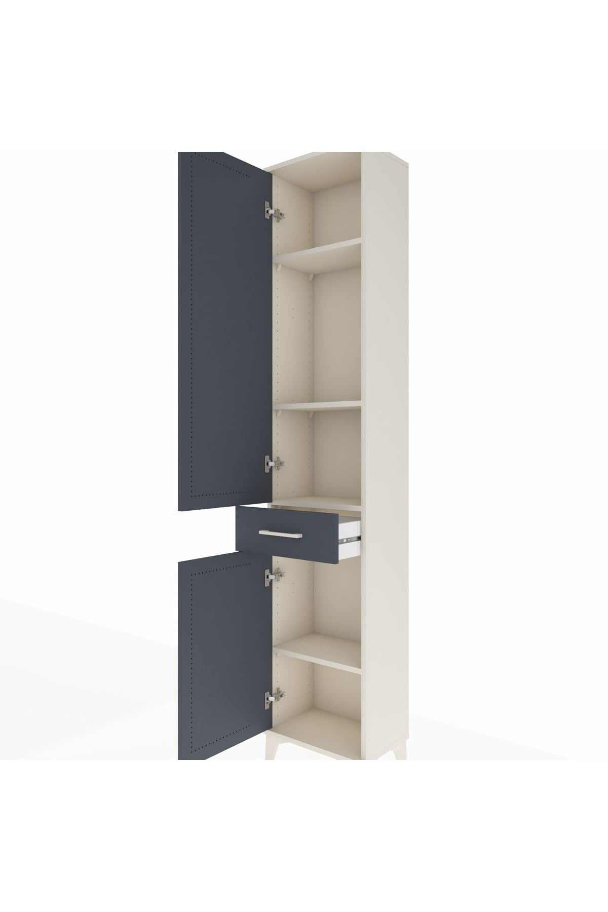 Arges Dolap 4 Raflı Tek Çekmeceli 2 Kapaklı 44x30x221 Aytaşı-Antrasit