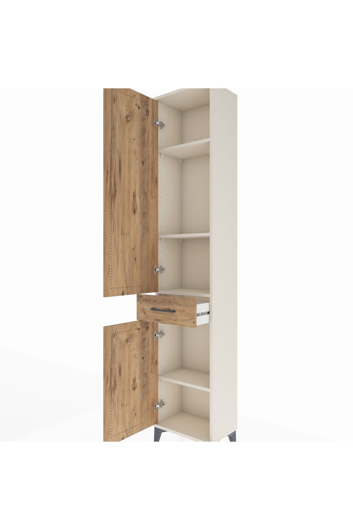 Arges Dolap 4 Raflı Tek Çekmeceli 2 Kapaklı 44x30x221 Aytaşı-Çam