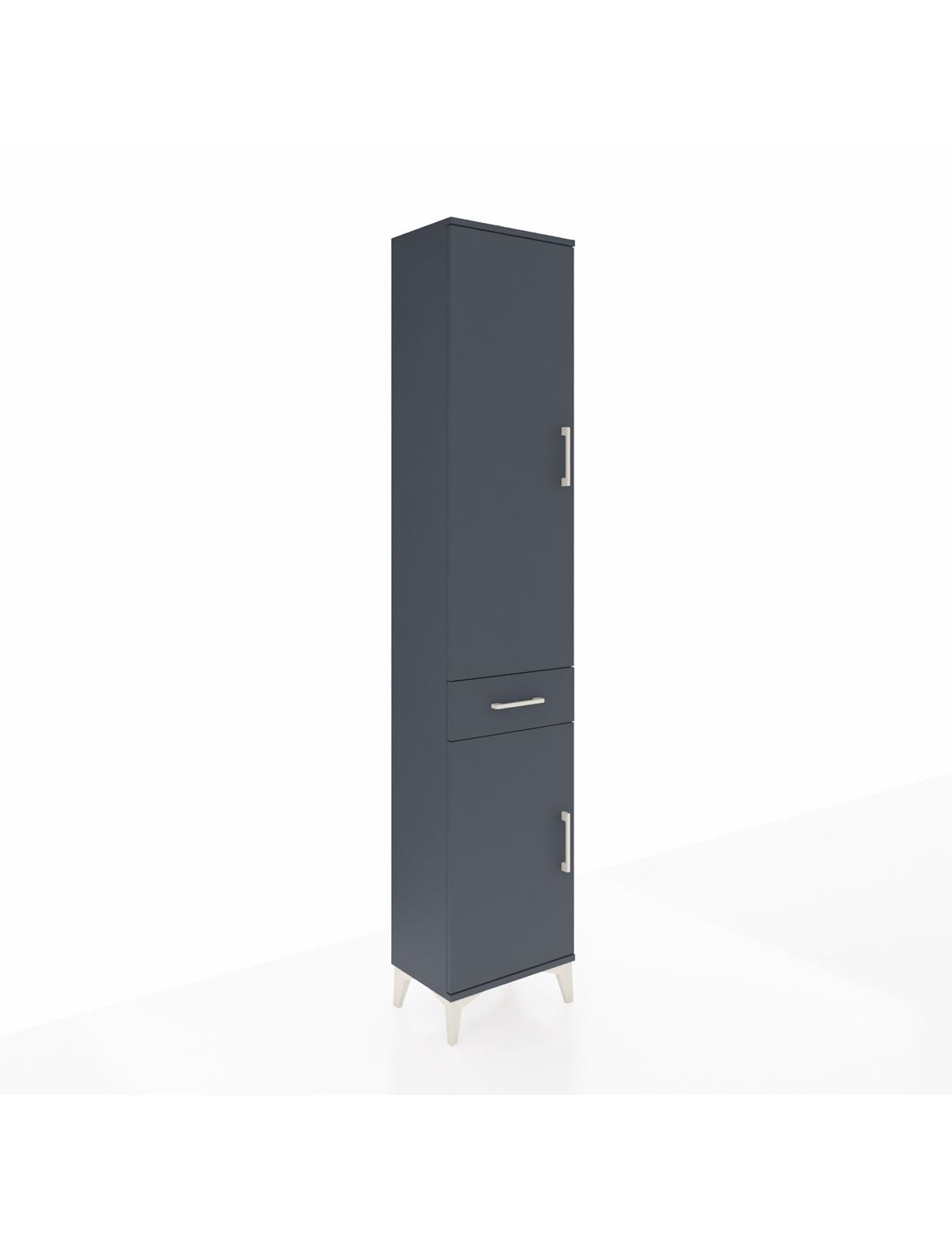 Arges Dolap 4 Raflı Tek Çekmeceli 2 Kapaklı 44x30x221 Antrasit-Antrasit