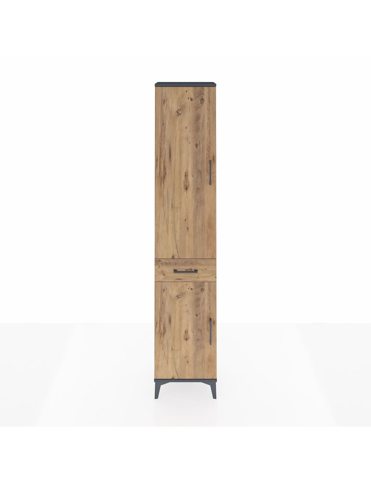 Arges Dolap 4 Raflı Tek Çekmeceli 2 Kapaklı 44x30x221 Antrasit-Çam