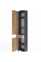 Arges Dolap 4 Raflı Tek Çekmeceli 2 Kapaklı 44x30x221 Antrasit-Çam