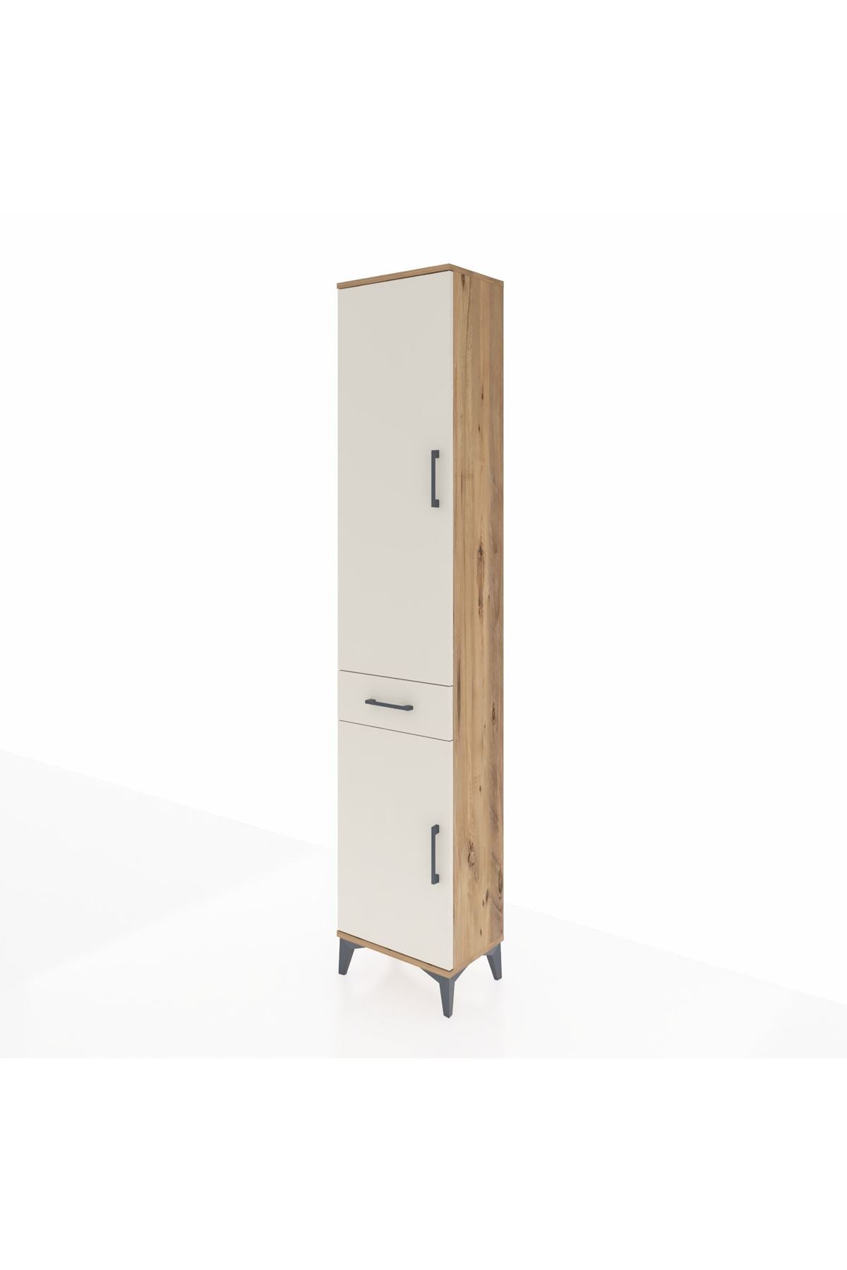 Arges Dolap 4 Raflı Tek Çekmeceli 2 Kapaklı 44x30x221 Çam-Aytaşı