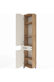 Arges Dolap 4 Raflı Tek Çekmeceli 2 Kapaklı 44x30x221 Çam-Aytaşı