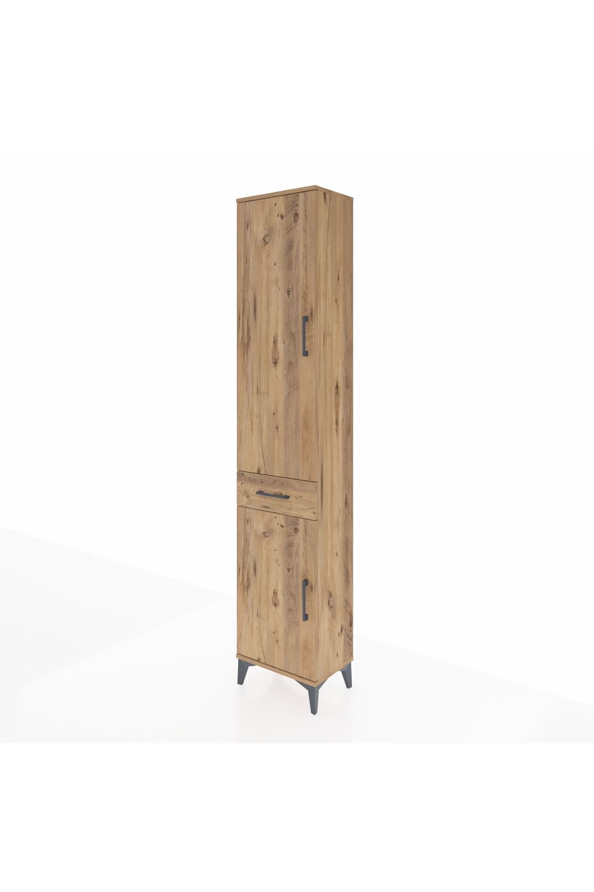 Arges Dolap 4 Raflı Tek Çekmeceli 2 Kapaklı 44x30x221 Çam-Çam