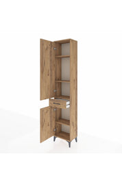 Arges Dolap 4 Raflı Tek Çekmeceli 2 Kapaklı 44x30x221 Çam-Çam