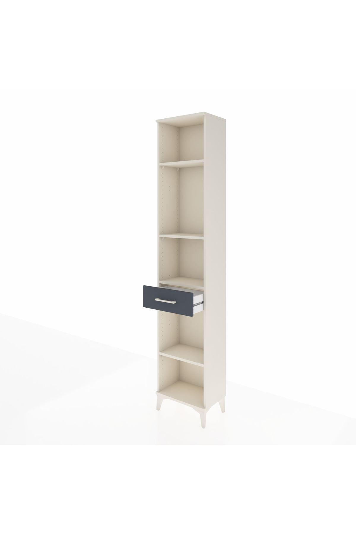 Arges Dolap 4 Raflı Tek Çekmeceli 44x30x221 Aytaşı-Antrasit