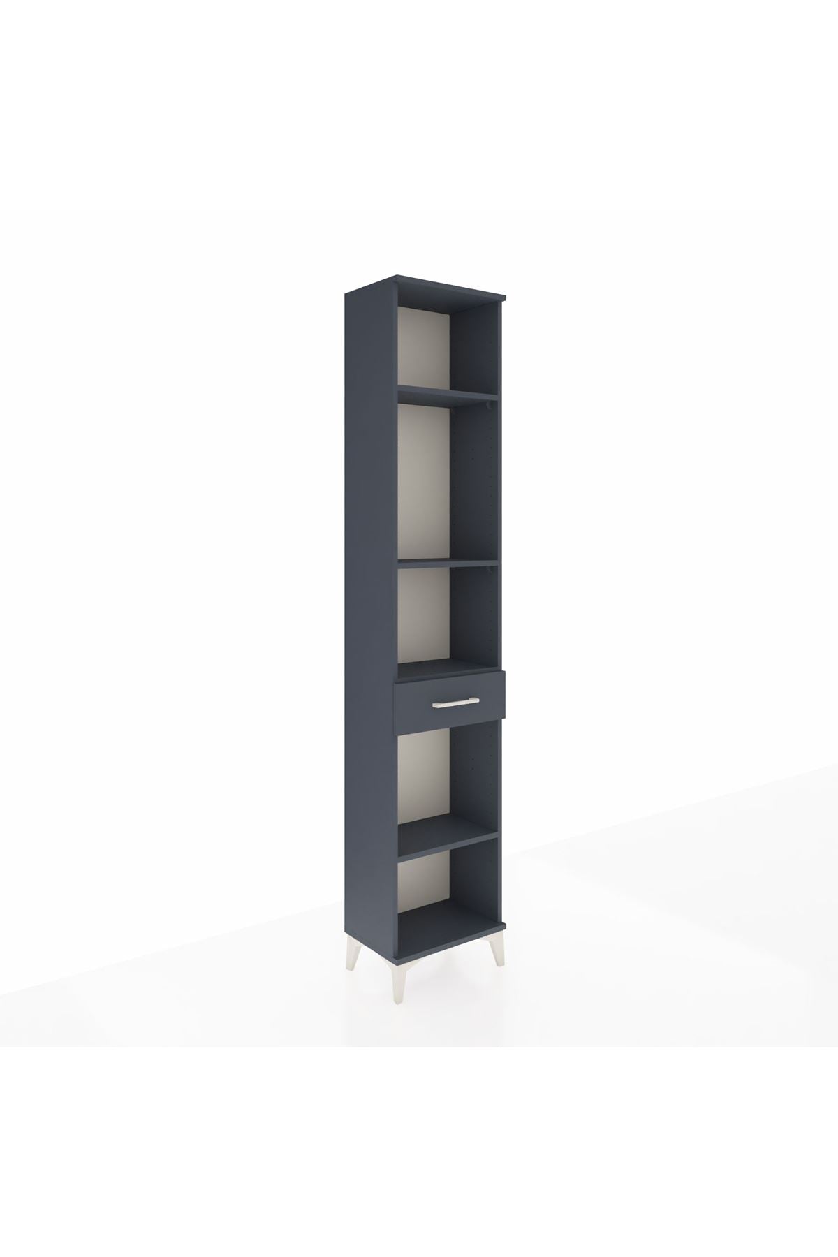 Arges Dolap 4 Raflı Tek Çekmeceli 44x30x221 Antrasit-Antrasit
