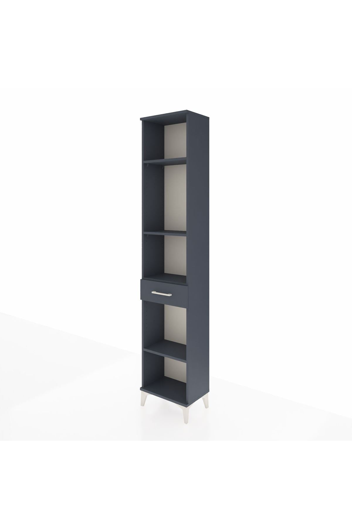 Arges Dolap 4 Raflı Tek Çekmeceli 44x30x221 Antrasit-Antrasit