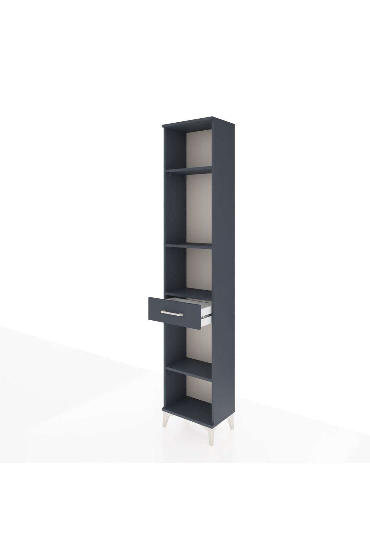 Arges Dolap 4 Raflı Tek Çekmeceli 44x30x221 Antrasit-Antrasit