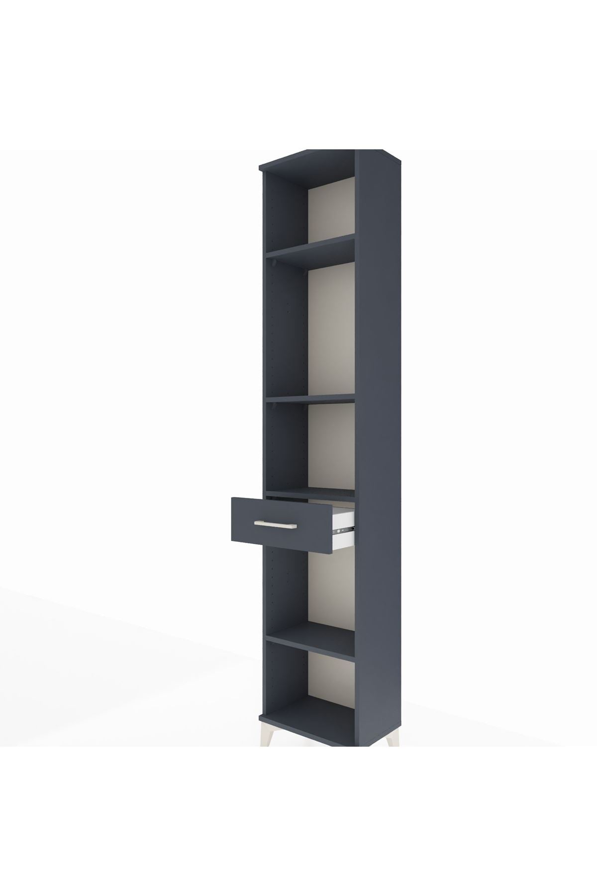 Arges Dolap 4 Raflı Tek Çekmeceli 44x30x221 Antrasit-Antrasit