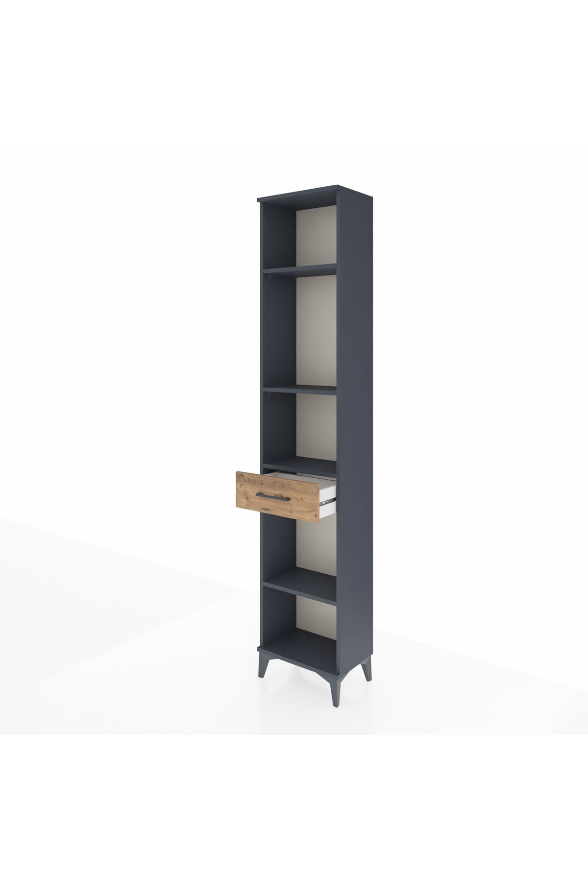 Arges Dolap 4 Raflı Tek Çekmeceli 44x30x221 Antrasit-Çam