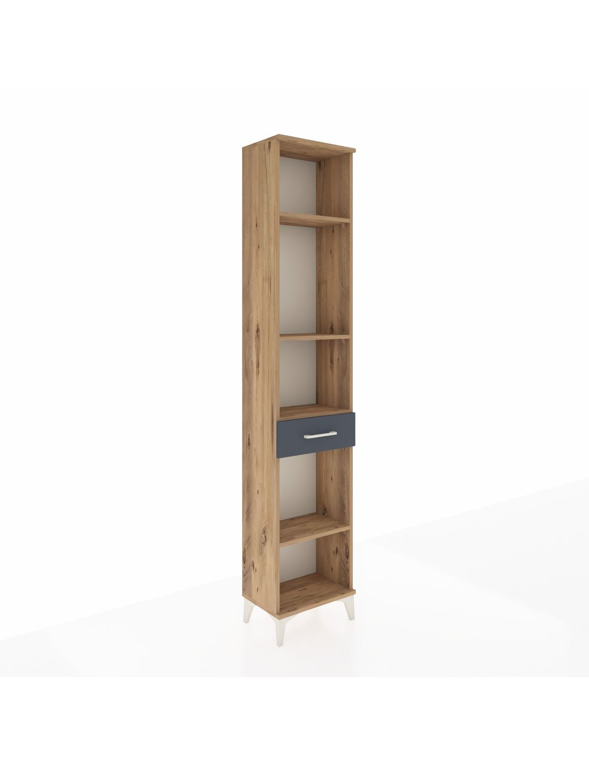 Arges Dolap 4 Raflı Tek Çekmeceli 44x30x221 Çam-Antrasit