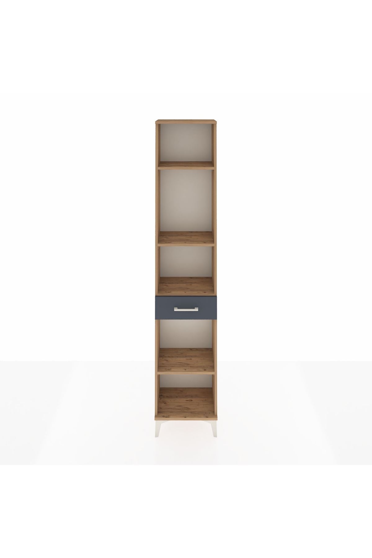 Arges Dolap 4 Raflı Tek Çekmeceli 44x30x221 Çam-Antrasit