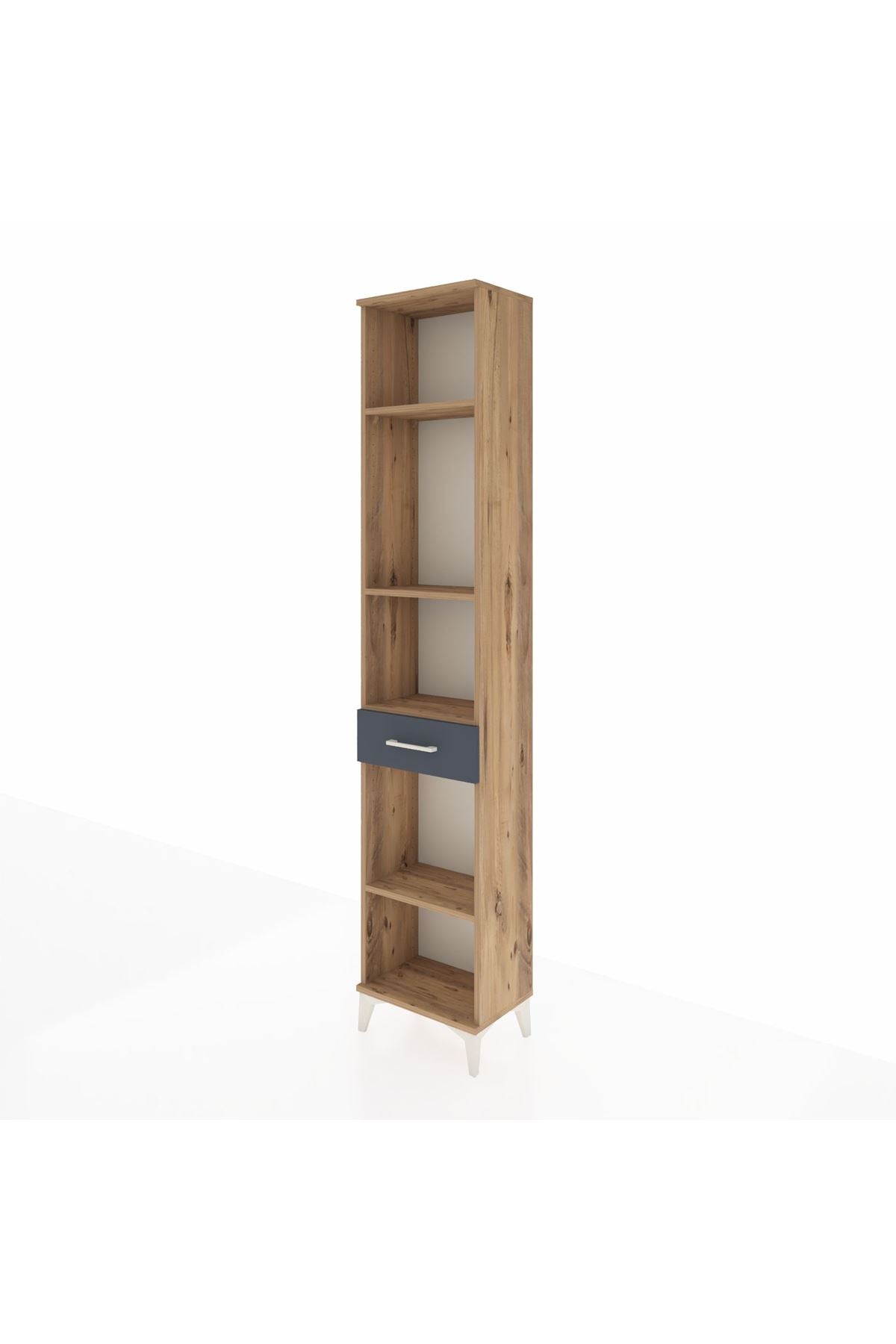 Arges Dolap 4 Raflı Tek Çekmeceli 44x30x221 Çam-Antrasit