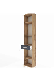 Arges Dolap 4 Raflı Tek Çekmeceli 44x30x221 Çam-Antrasit