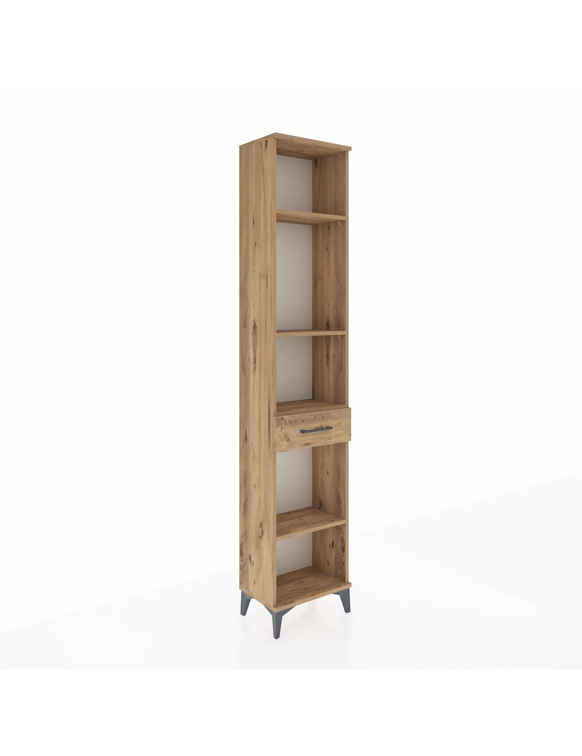 Arges Dolap 4 Raflı Tek Çekmeceli 44x30x221 Çam-Çam