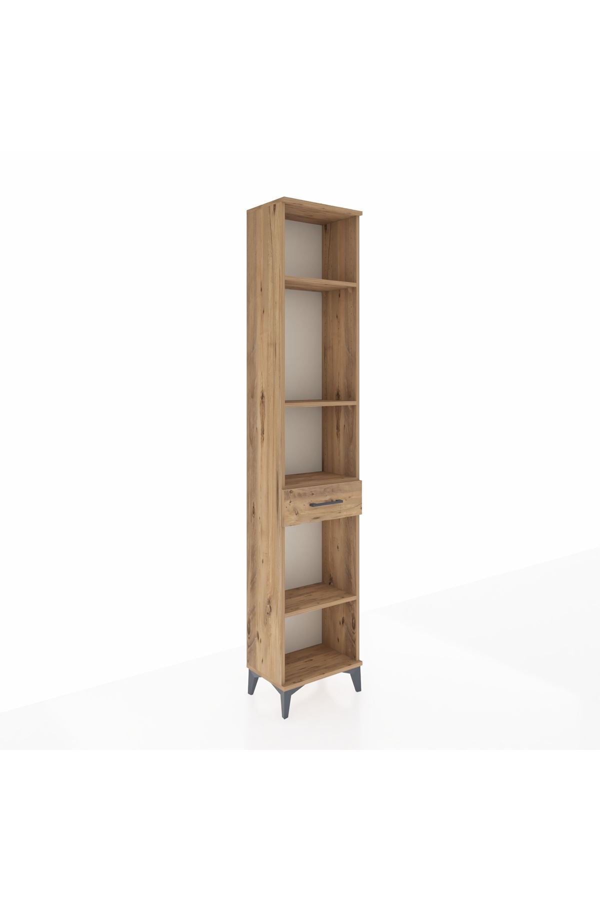 Arges Dolap 4 Raflı Tek Çekmeceli 44x30x221 Çam-Çam