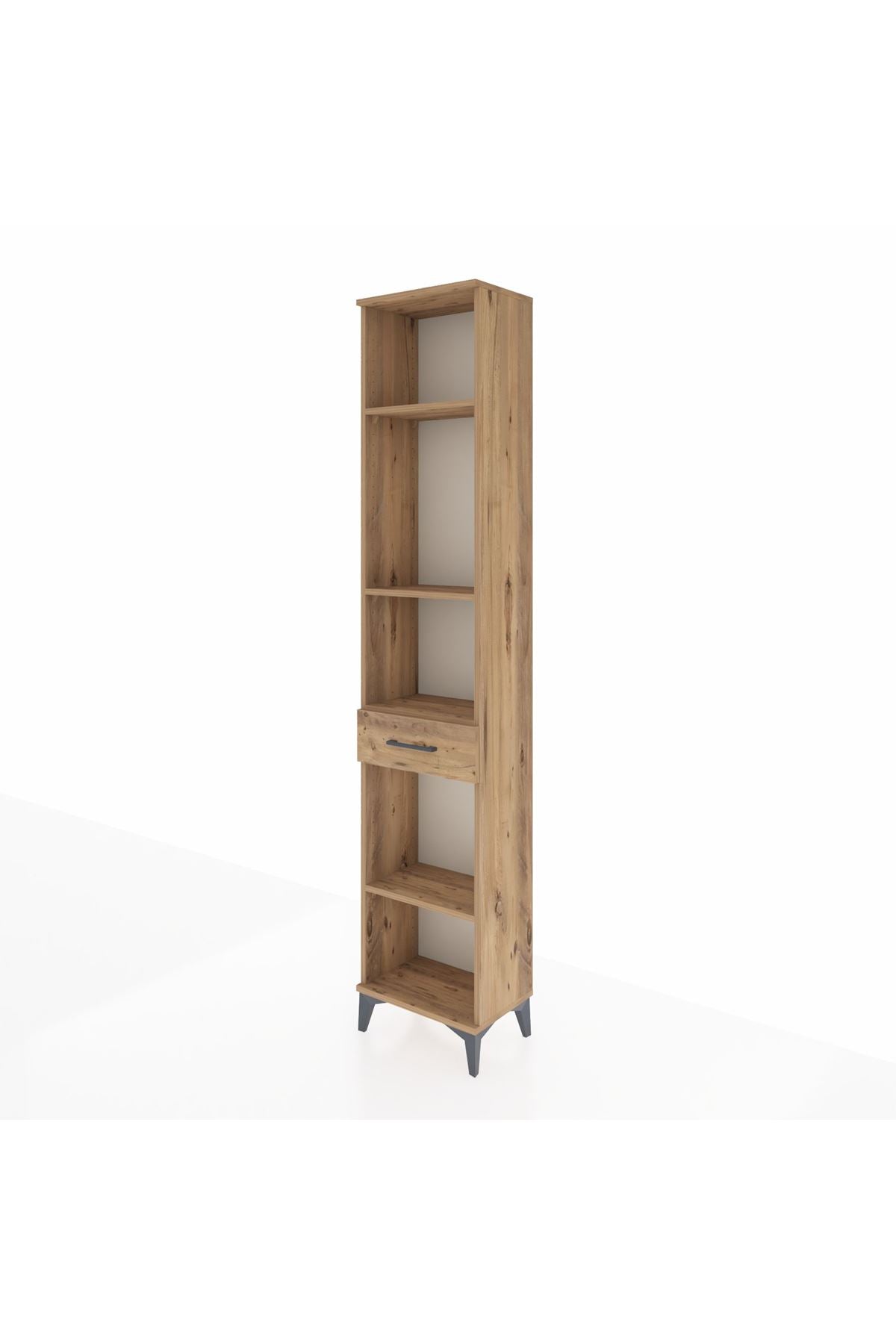 Arges Dolap 4 Raflı Tek Çekmeceli 44x30x221 Çam-Çam