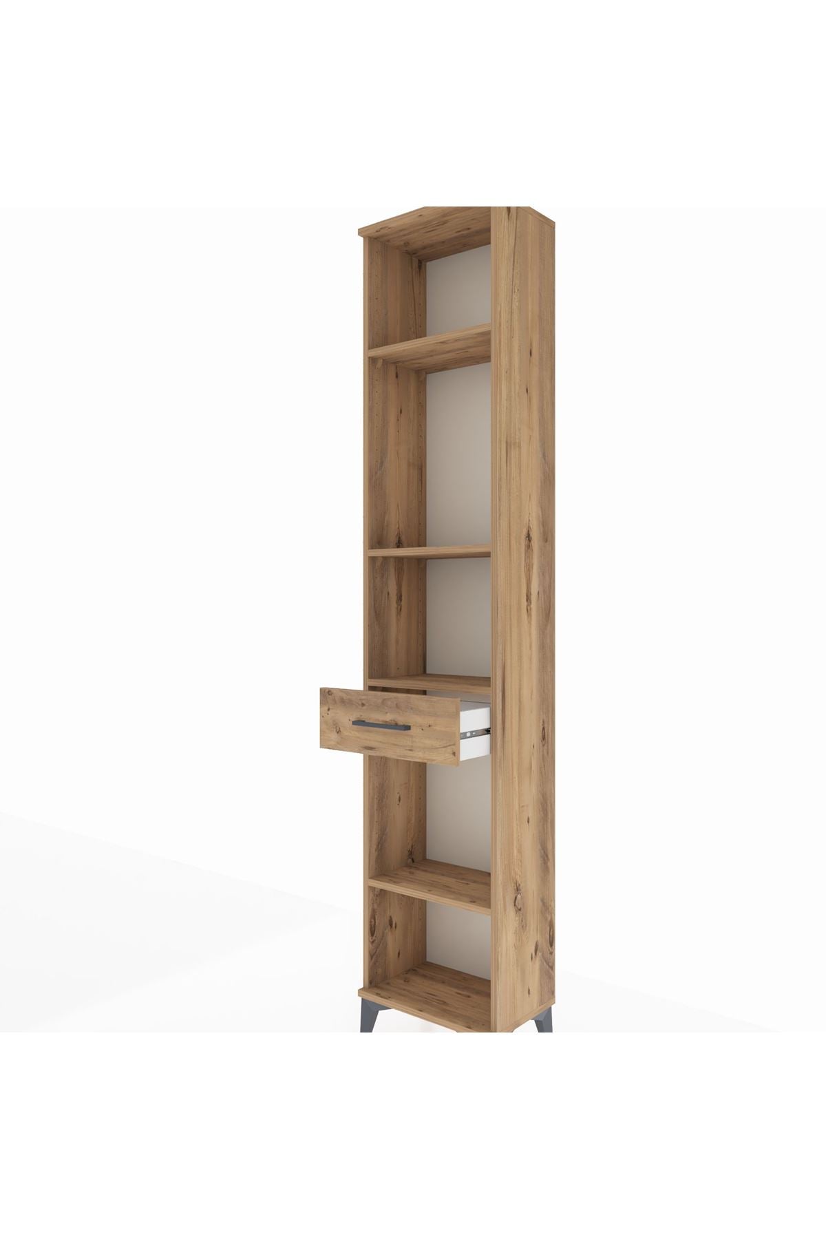 Arges Dolap 4 Raflı Tek Çekmeceli 44x30x221 Çam-Çam