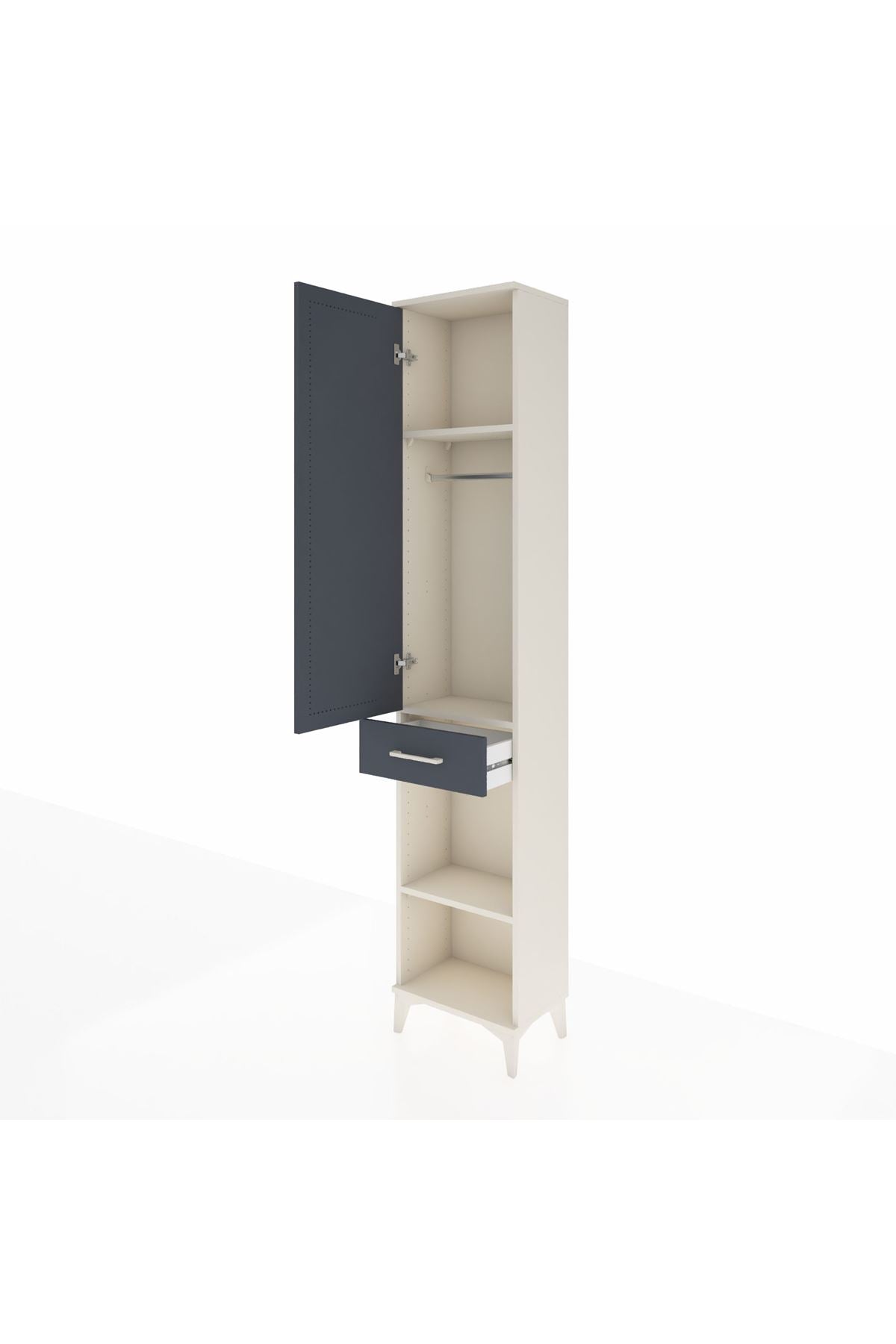 Arges Dolap 3 Raflı Tek Çekmeceli Tek Askılı 44x30x221 Aytaşı-Antrasit