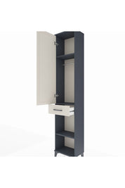 Arges Dolap 3 Raflı Tek Çekmeceli Tek Askılı 44x30x221 Antrasit-Aytaşı