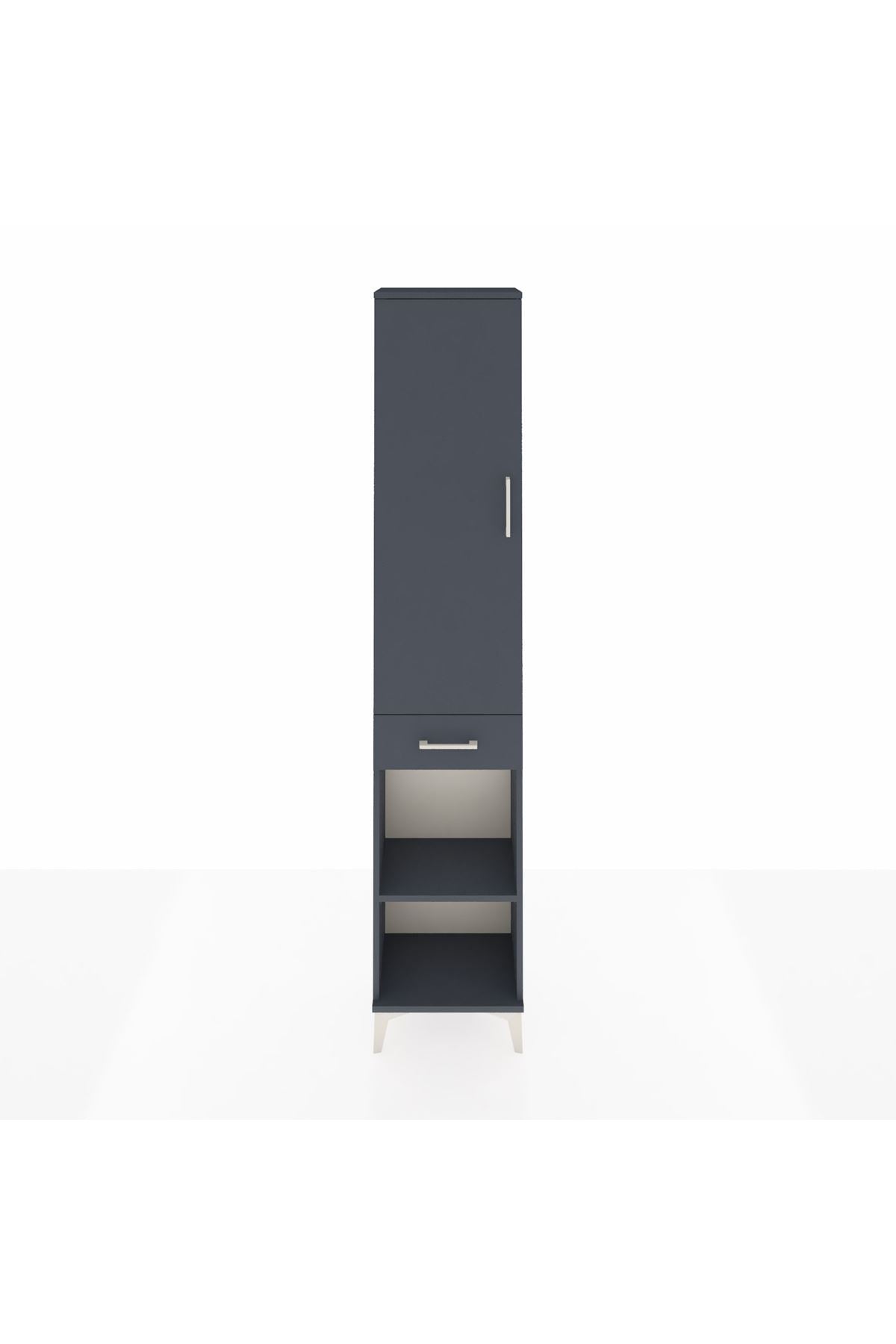 Arges Dolap 3 Raflı Tek Çekmeceli Tek Askılı 44x30x221 Antrasit-Antrasit