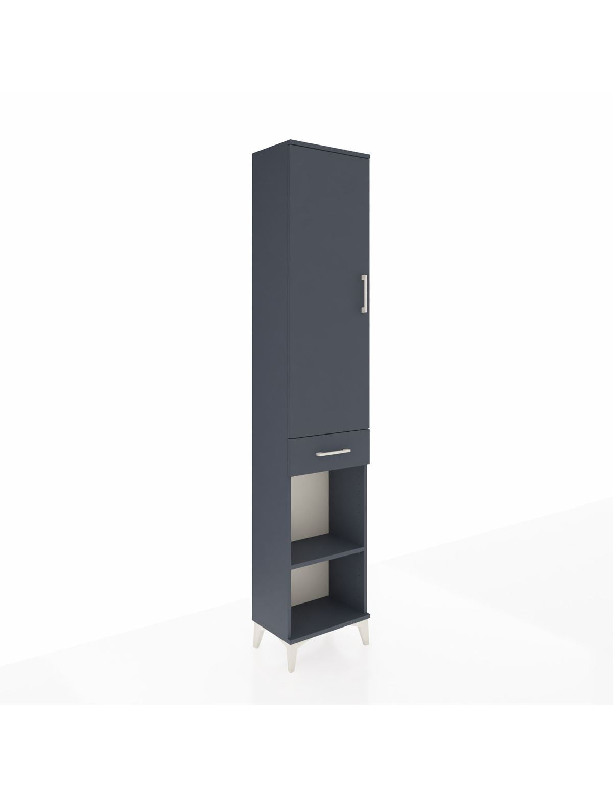 Arges Dolap 3 Raflı Tek Çekmeceli Tek Askılı 44x30x221 Antrasit-Antrasit