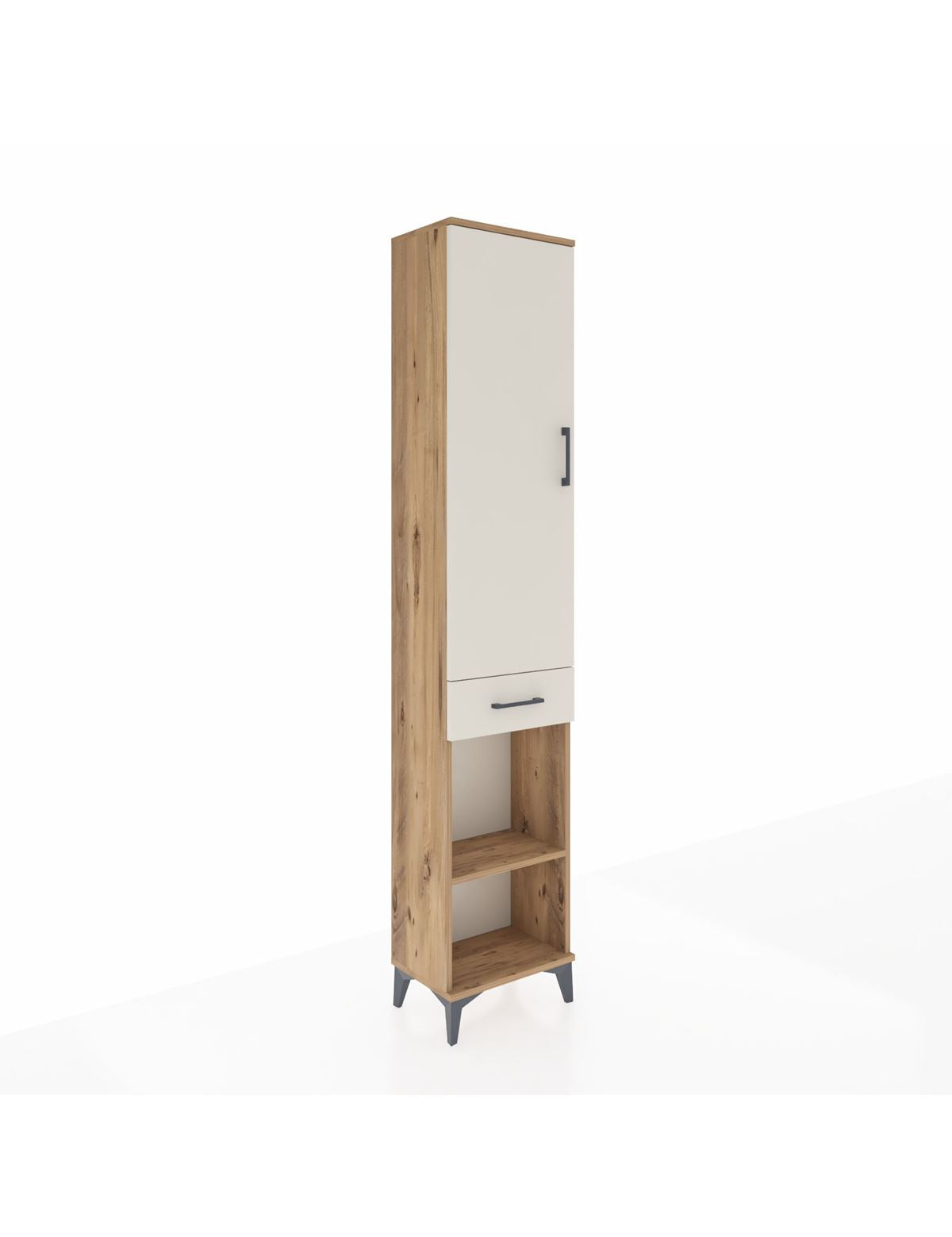 Arges Dolap 3 Raflı Tek Çekmeceli Tek Askılı 44x30x221 Çam-Aytaşı