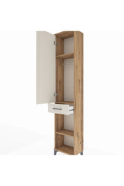 Arges Dolap 3 Raflı Tek Çekmeceli Tek Askılı 44x30x221 Çam-Aytaşı