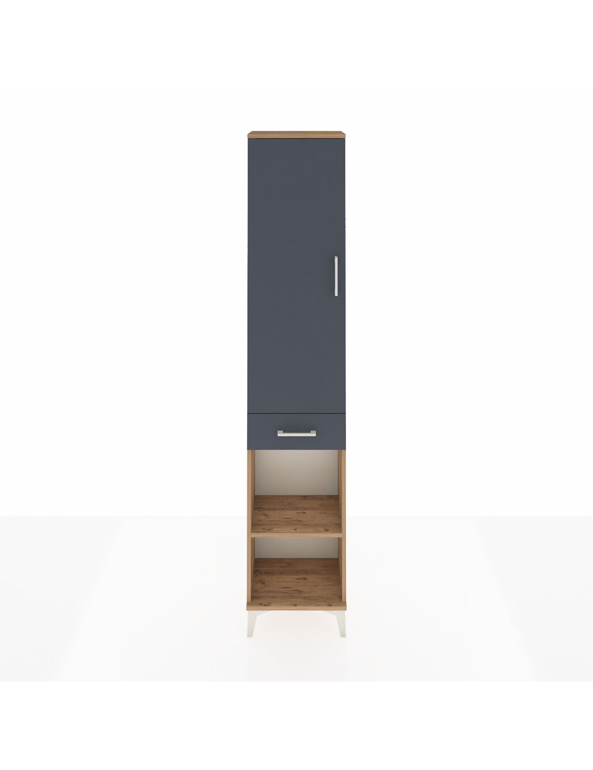 Arges Dolap 3 Raflı Tek Çekmeceli Tek Askılı 44x30x221 Çam-Antrasit