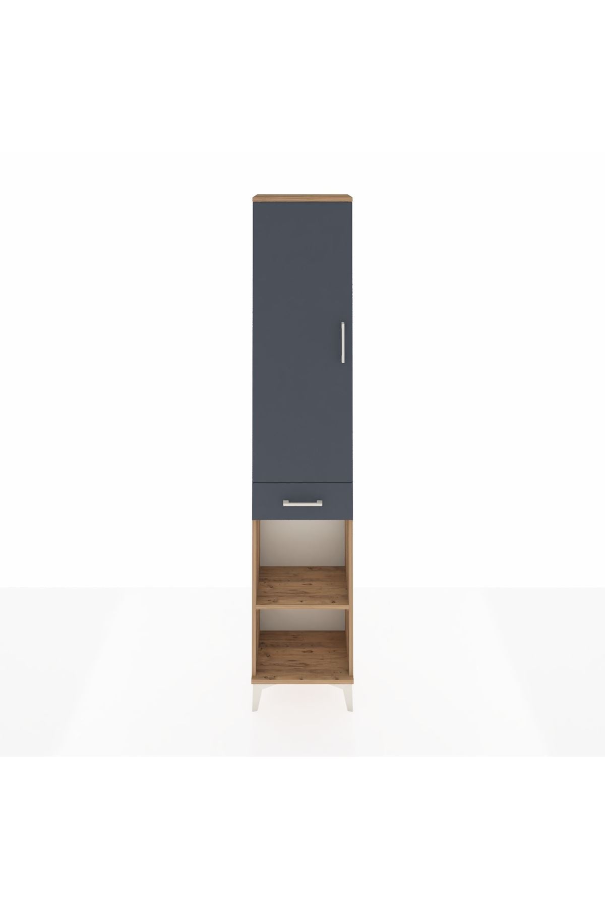 Arges Dolap 3 Raflı Tek Çekmeceli Tek Askılı 44x30x221 Çam-Antrasit