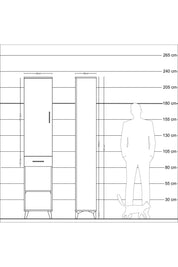 Arges Dolap 3 Raflı Tek Çekmeceli Tek Askılı 44x30x221 Çam-Antrasit