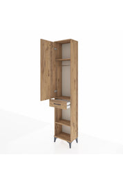 Arges Dolap 3 Raflı Tek Çekmeceli Tek Askılı 44x30x221 Çam-Çam