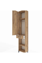 Arges Dolap 3 Raflı Tek Çekmeceli Tek Askılı 44x30x221 Çam-Çam