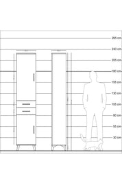 Arges Dolap 3 Raflı 2 Çekmeceli Tek Askılı 44x30x221 Aytaşı-Çam