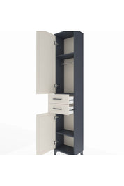 Arges Dolap 3 Raflı 2 Çekmeceli Tek Askılı 44x30x221 Antrasit-Aytaşı