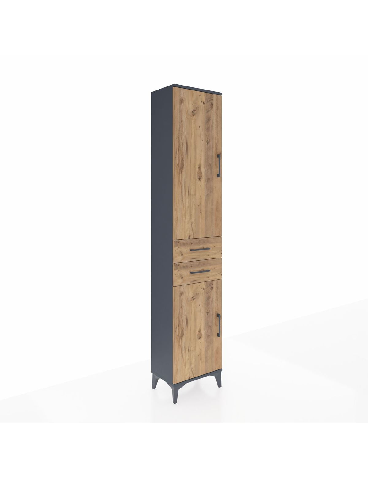 Arges Dolap 3 Raflı 2 Çekmeceli Tek Askılı 44x30x221 Antrasit-Çam