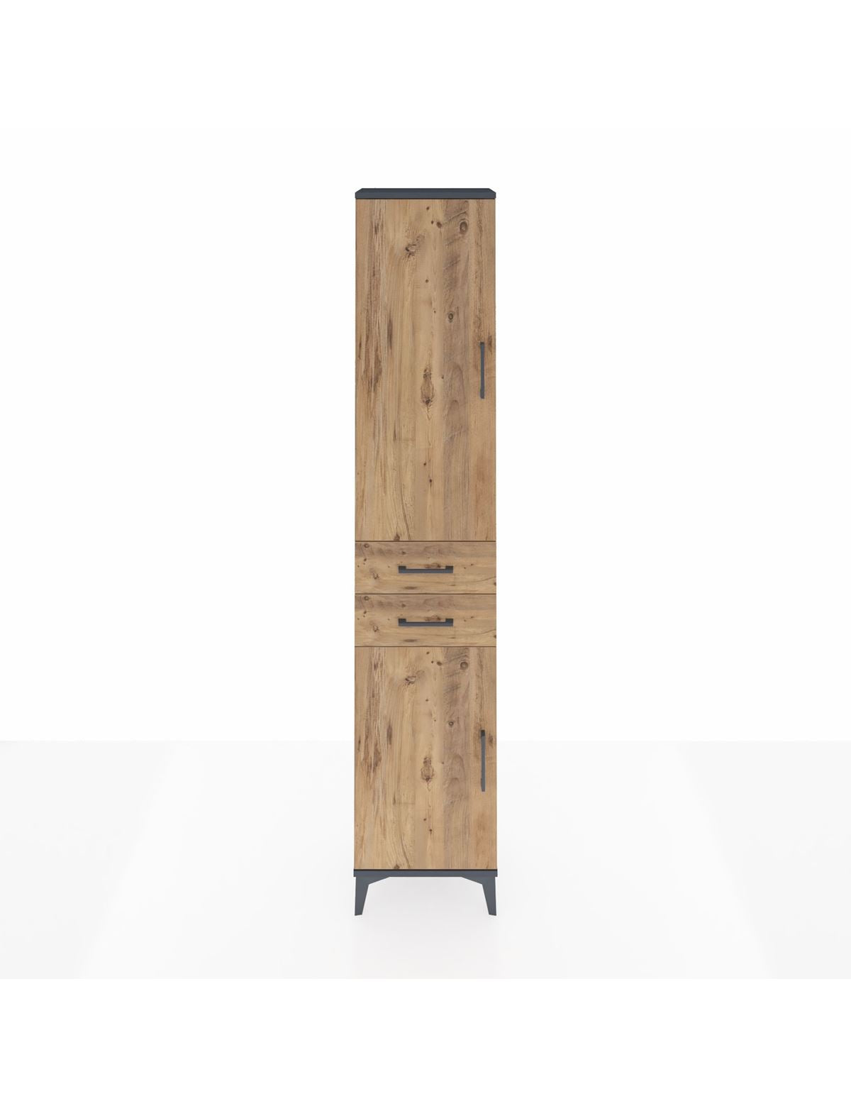 Arges Dolap 3 Raflı 2 Çekmeceli Tek Askılı 44x30x221 Antrasit-Çam