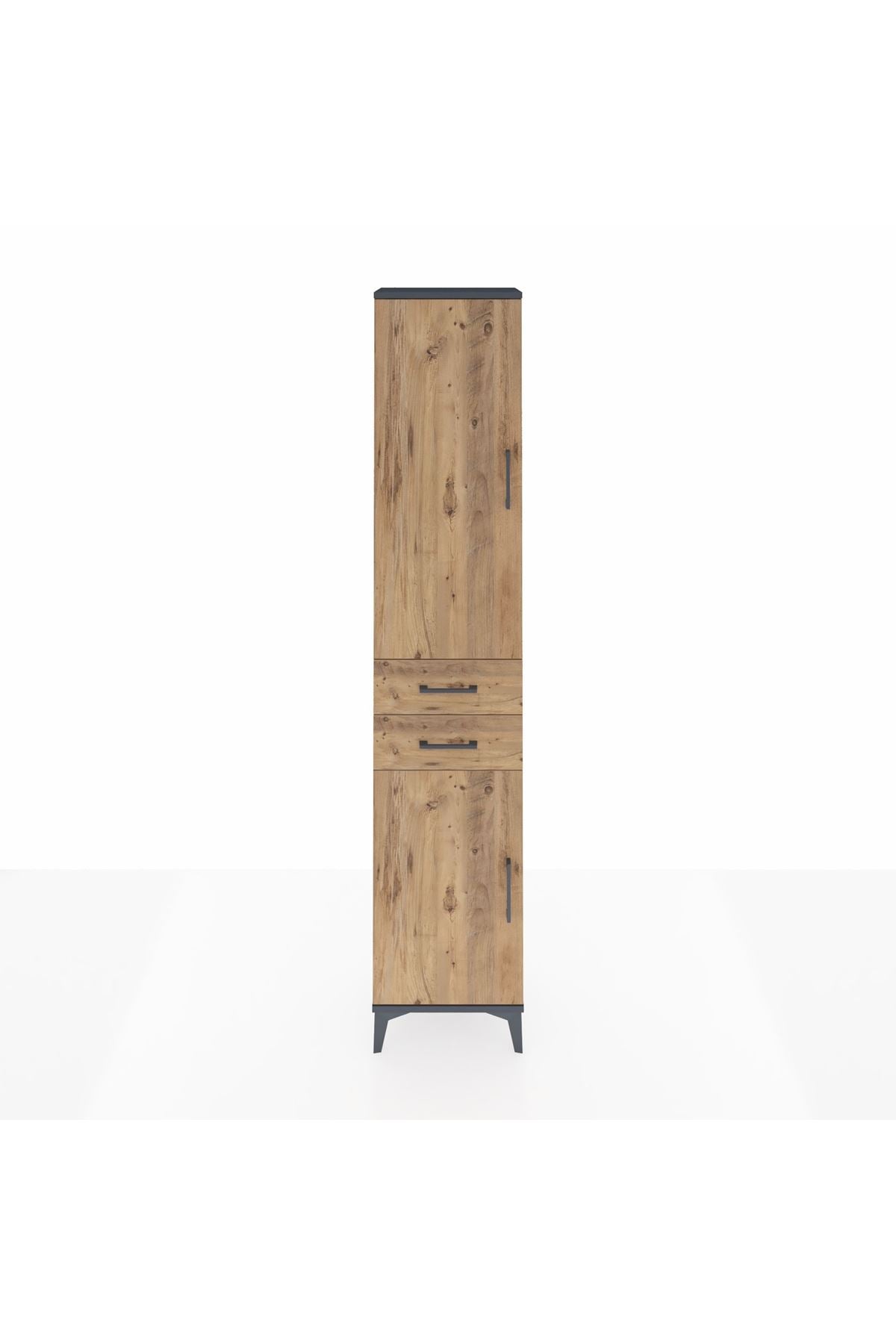 Arges Dolap 3 Raflı 2 Çekmeceli Tek Askılı 44x30x221 Antrasit-Çam