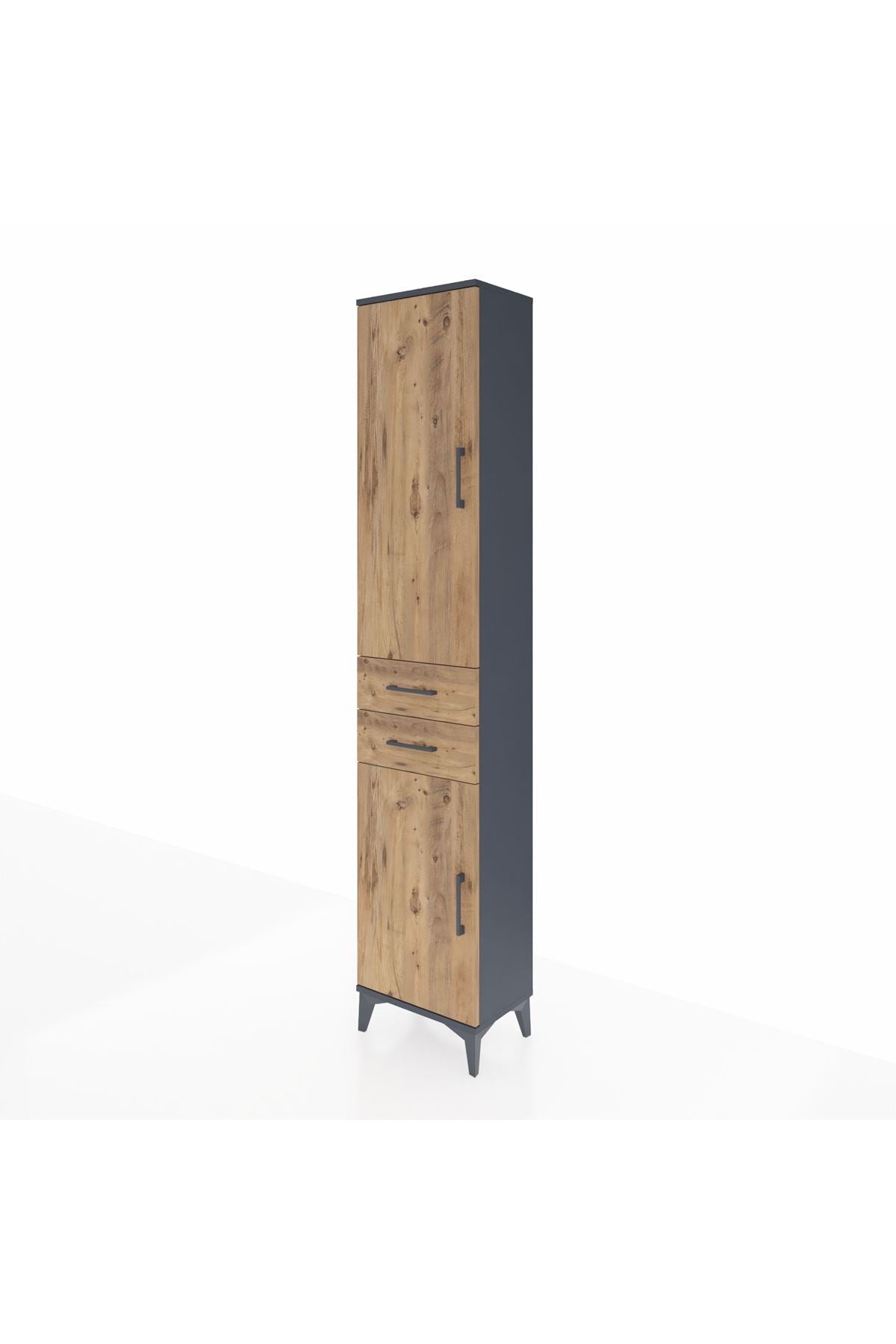 Arges Dolap 3 Raflı 2 Çekmeceli Tek Askılı 44x30x221 Antrasit-Çam