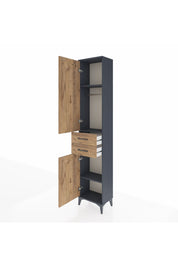 Arges Dolap 3 Raflı 2 Çekmeceli Tek Askılı 44x30x221 Antrasit-Çam