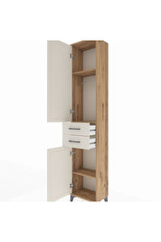 Arges Dolap 3 Raflı 2 Çekmeceli Tek Askılı 44x30x221 Çam-Aytaşı