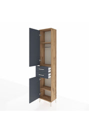 Arges Dolap 3 Raflı 2 Çekmeceli Tek Askılı 44x30x221 Çam-Antrasit