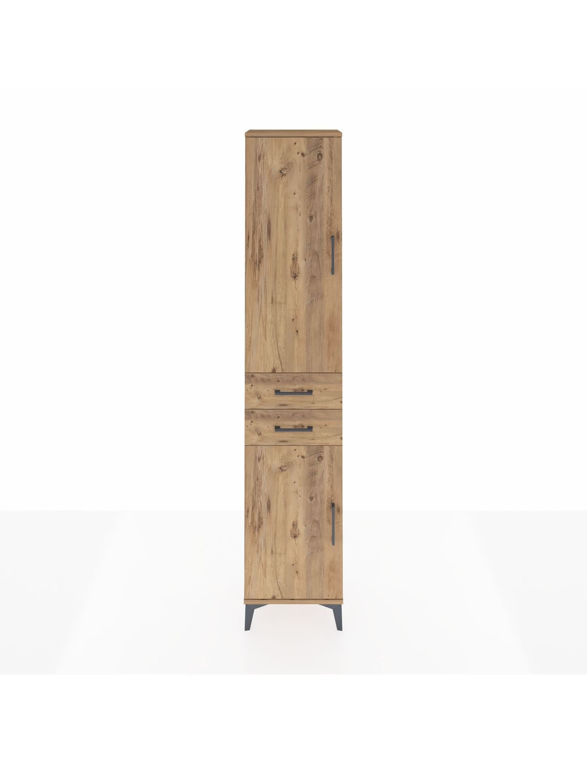 Arges Dolap 3 Raflı 2 Çekmeceli Tek Askılı 44x30x221 Çam-Çam